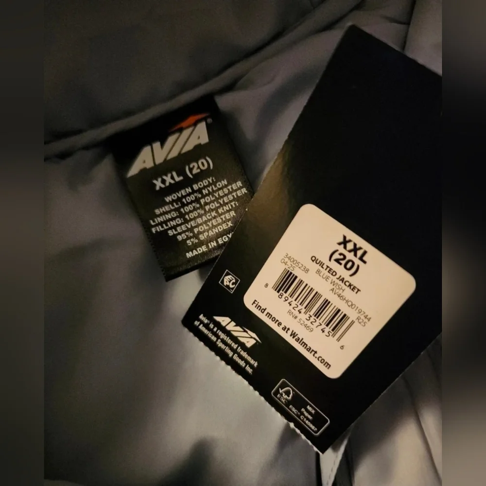 Womens Avia SkyBlue Quilted Jogger Athletic Light weight Coat Jacket Hooded - Picture 8 of 11